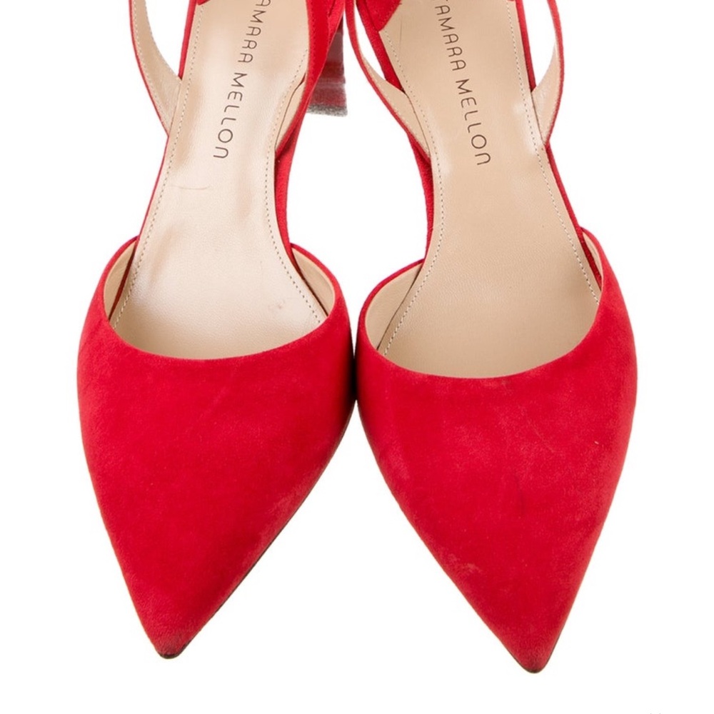 Remara Mellon Suede Slingback Pumps- Red, 9 - Picture 3 of 8